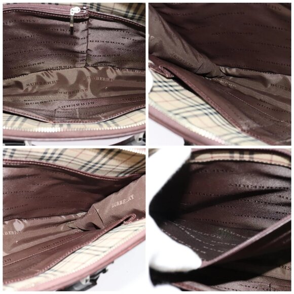 BURBERRY Hand Bag Nylon 2way Brown Silver Auth - Picture 15 of 16